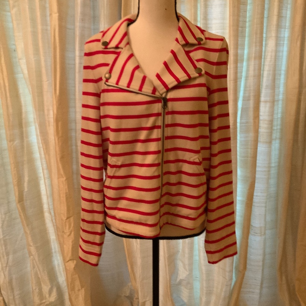 Red and beige Moto jacket